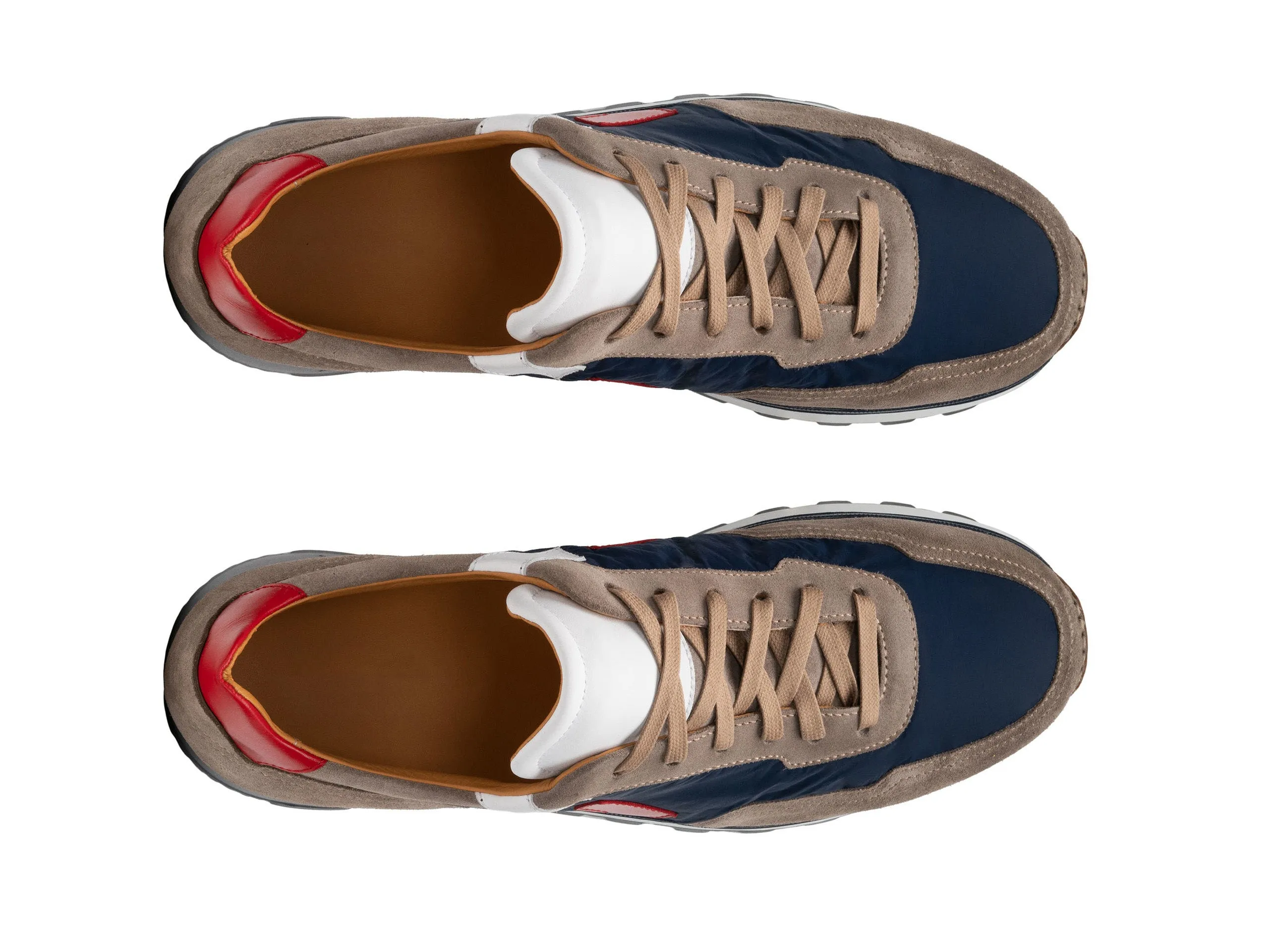 Tan Suede and Navy Blue Laivai Lace Up Running Sneaker Shoes