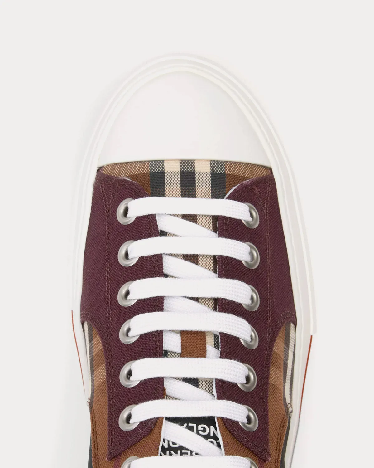 Vintage Check Cotton & Neoprene Dark Birch Brown Low Top Sneakers