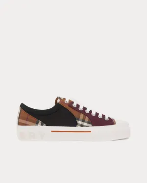 Vintage Check Cotton & Neoprene Dark Birch Brown Low Top Sneakers