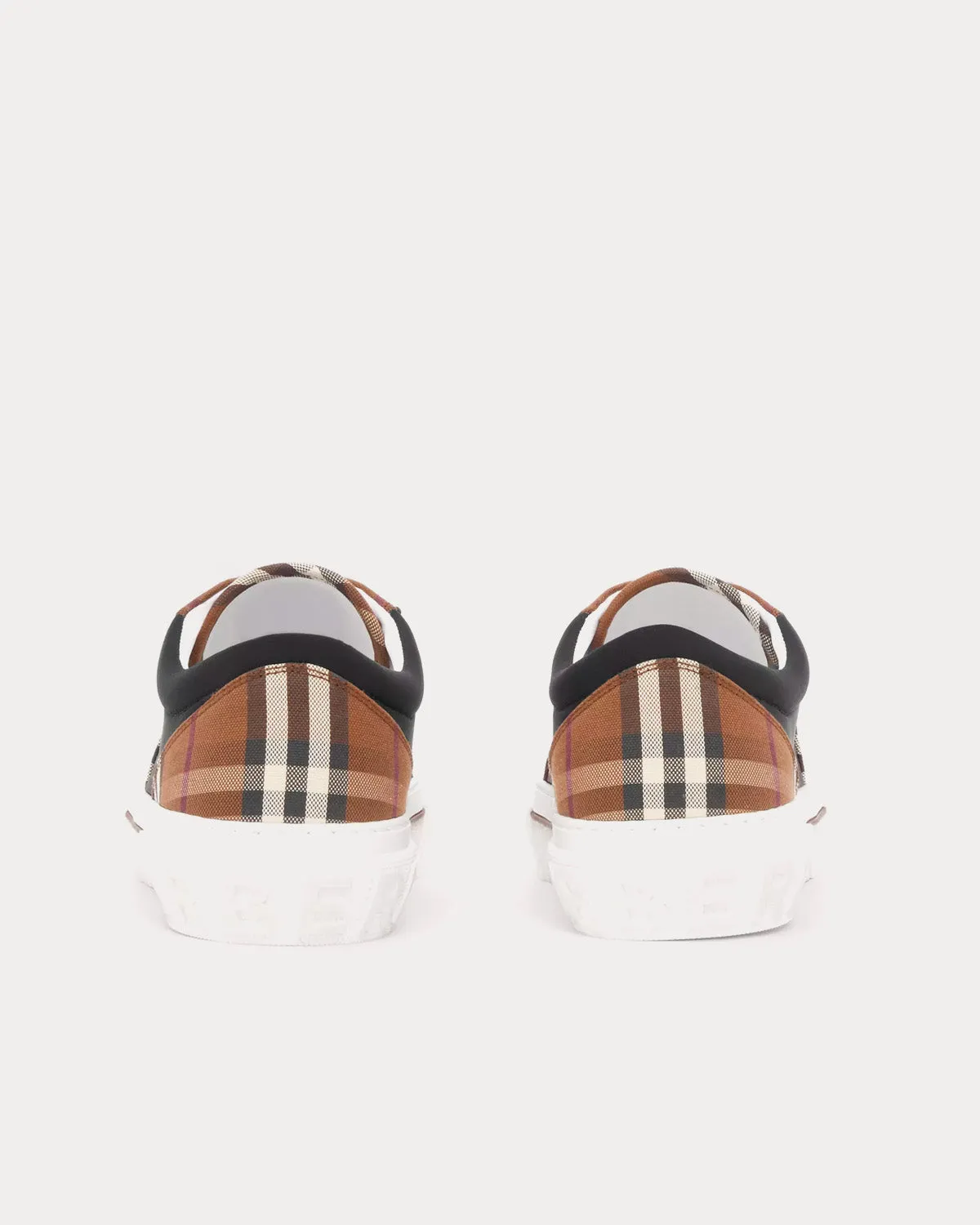 Vintage Check Cotton & Neoprene Dark Birch Brown Low Top Sneakers