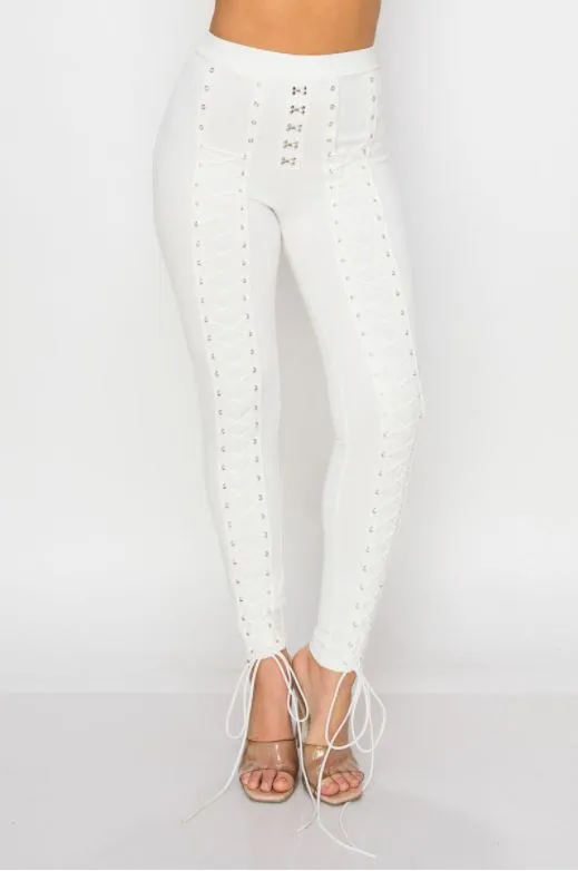 White 2 Piece Sleeveless Bodysuit and Leggings Set