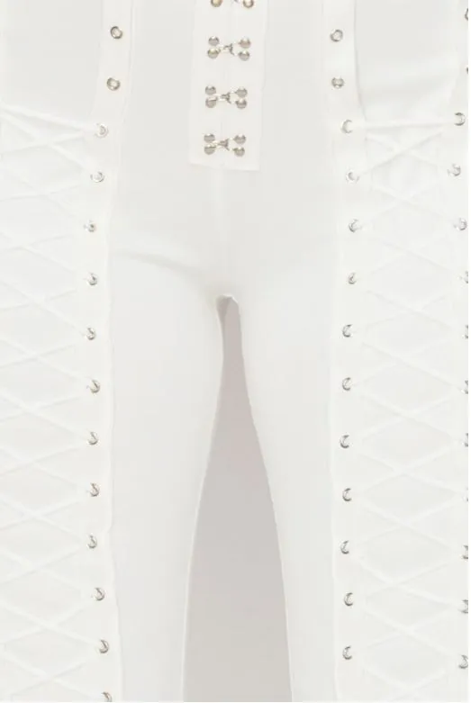 White 2 Piece Sleeveless Bodysuit and Leggings Set