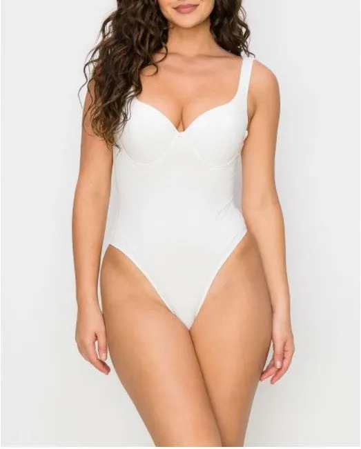 White 2 Piece Sleeveless Bodysuit and Leggings Set