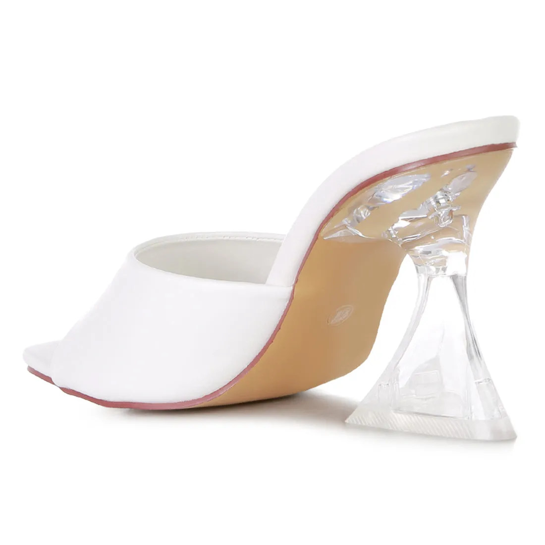 White Clear Spool Heeled Sandal