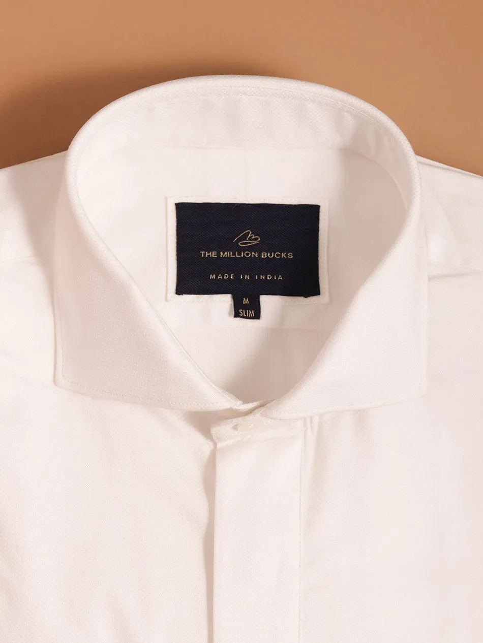 WHITE DOBBY DRESS SHIRT