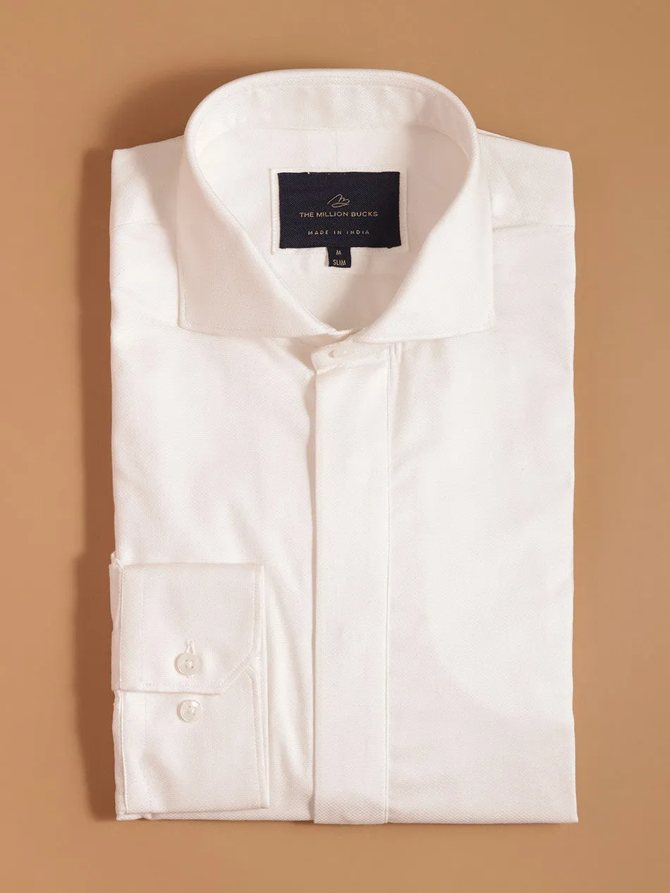 WHITE DOBBY DRESS SHIRT