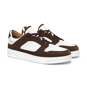White Leather and Brown Suede Hayden Lace Up Sneakers - Summer 2024 Collection