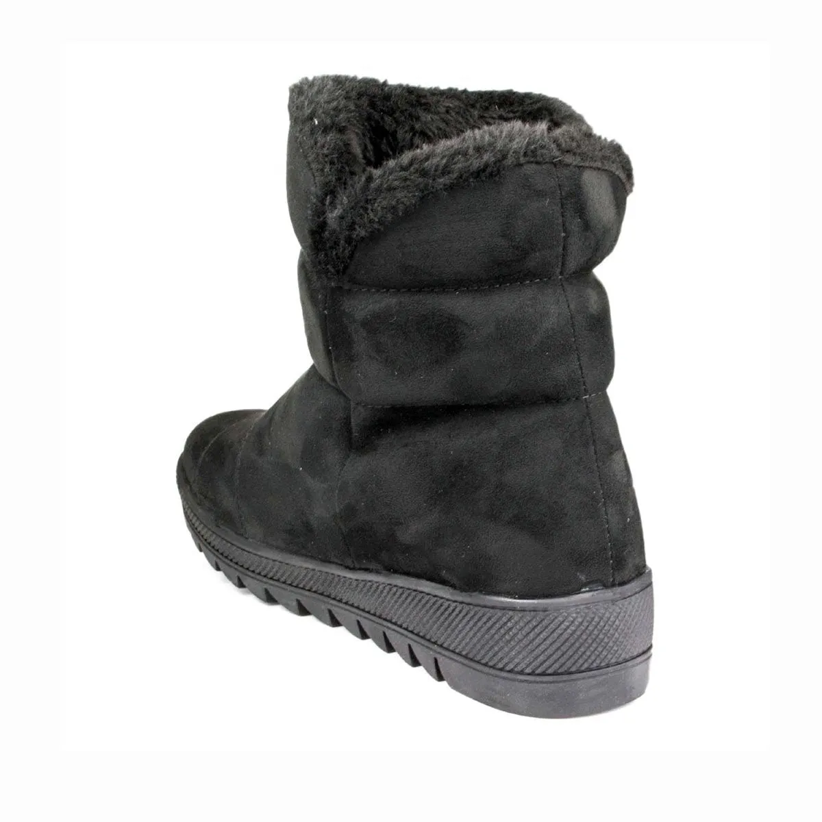 Womens Black Faux Zip Up Boot
