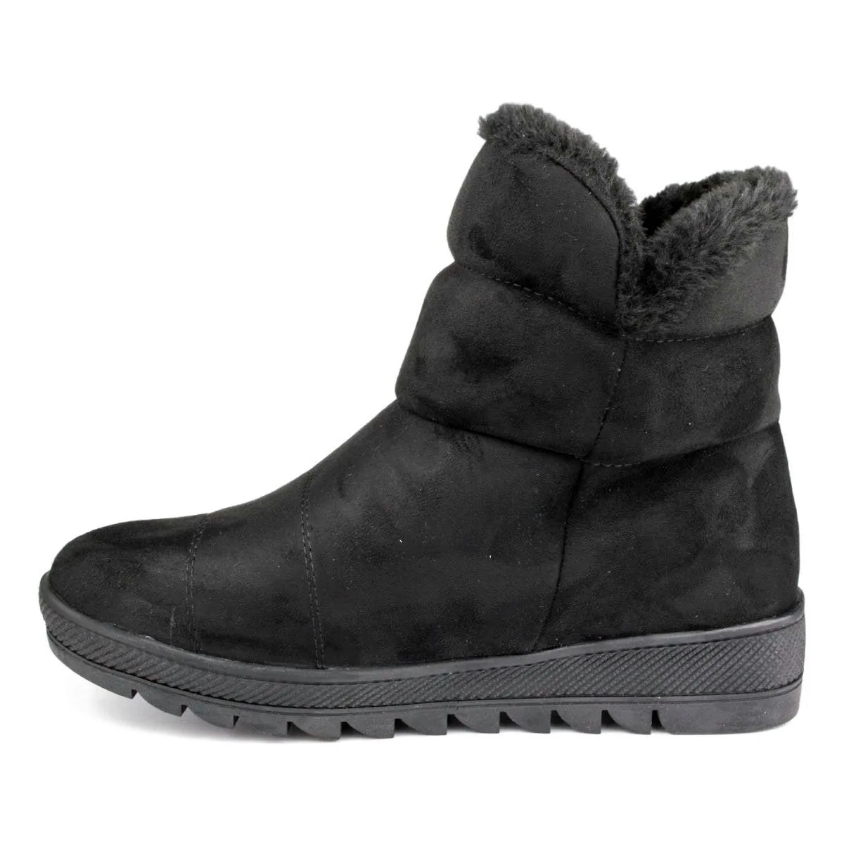 Womens Black Faux Zip Up Boot