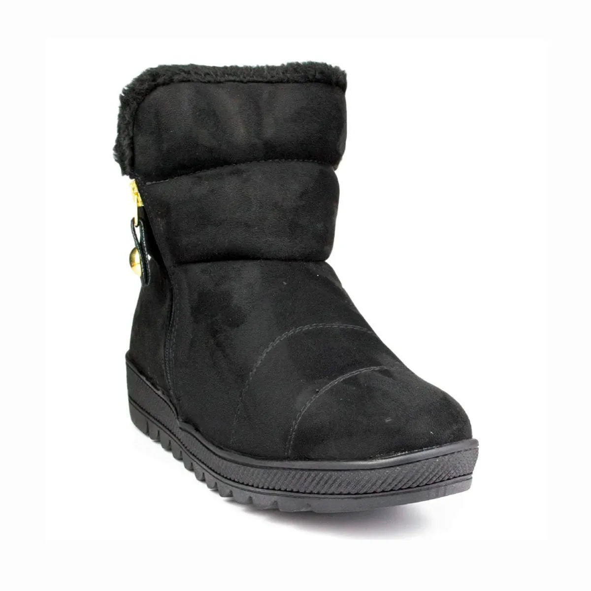 Womens Black Faux Zip Up Boot