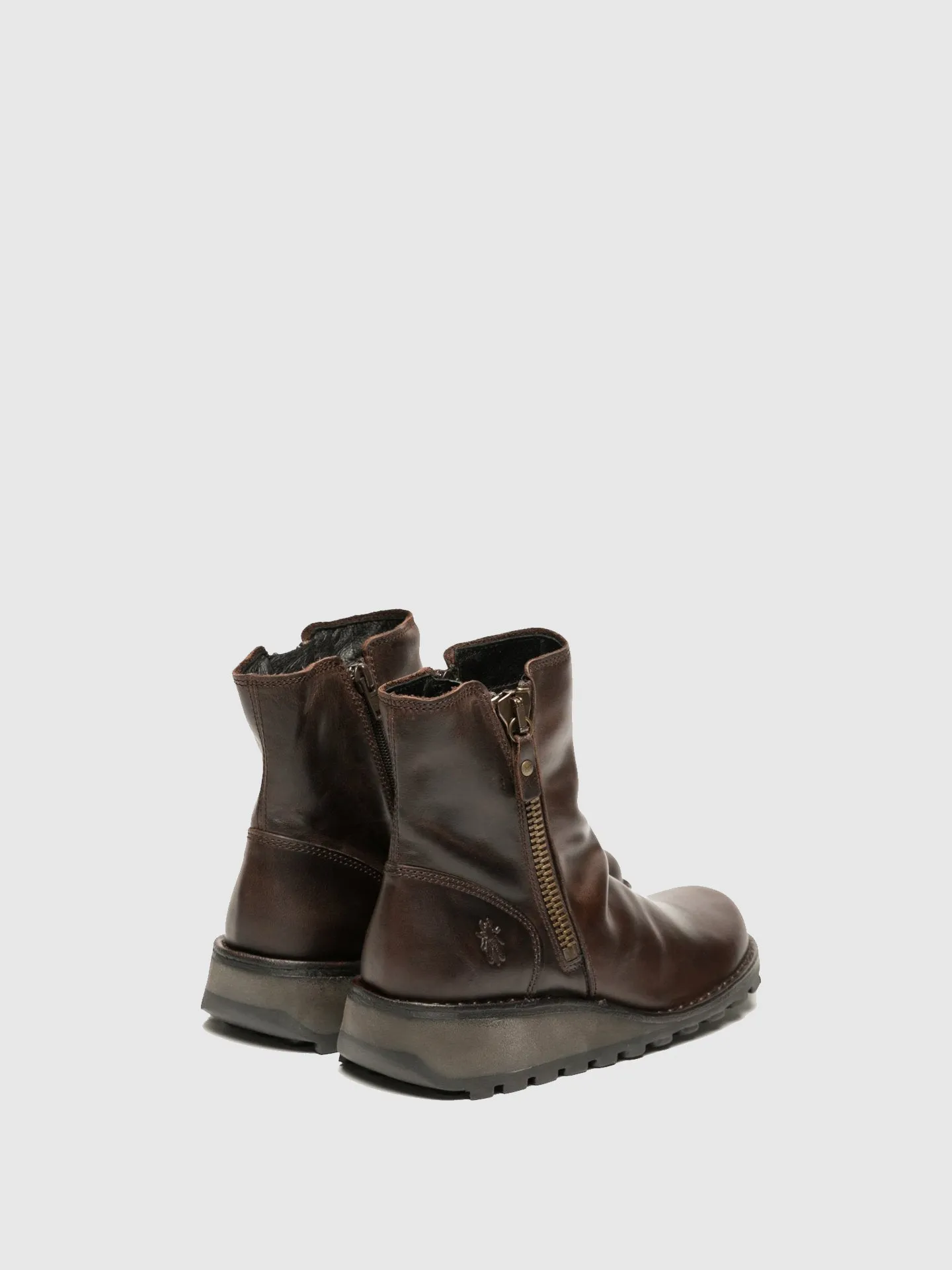 Zip Up Ankle Boots MON944FLY DK. BROWN