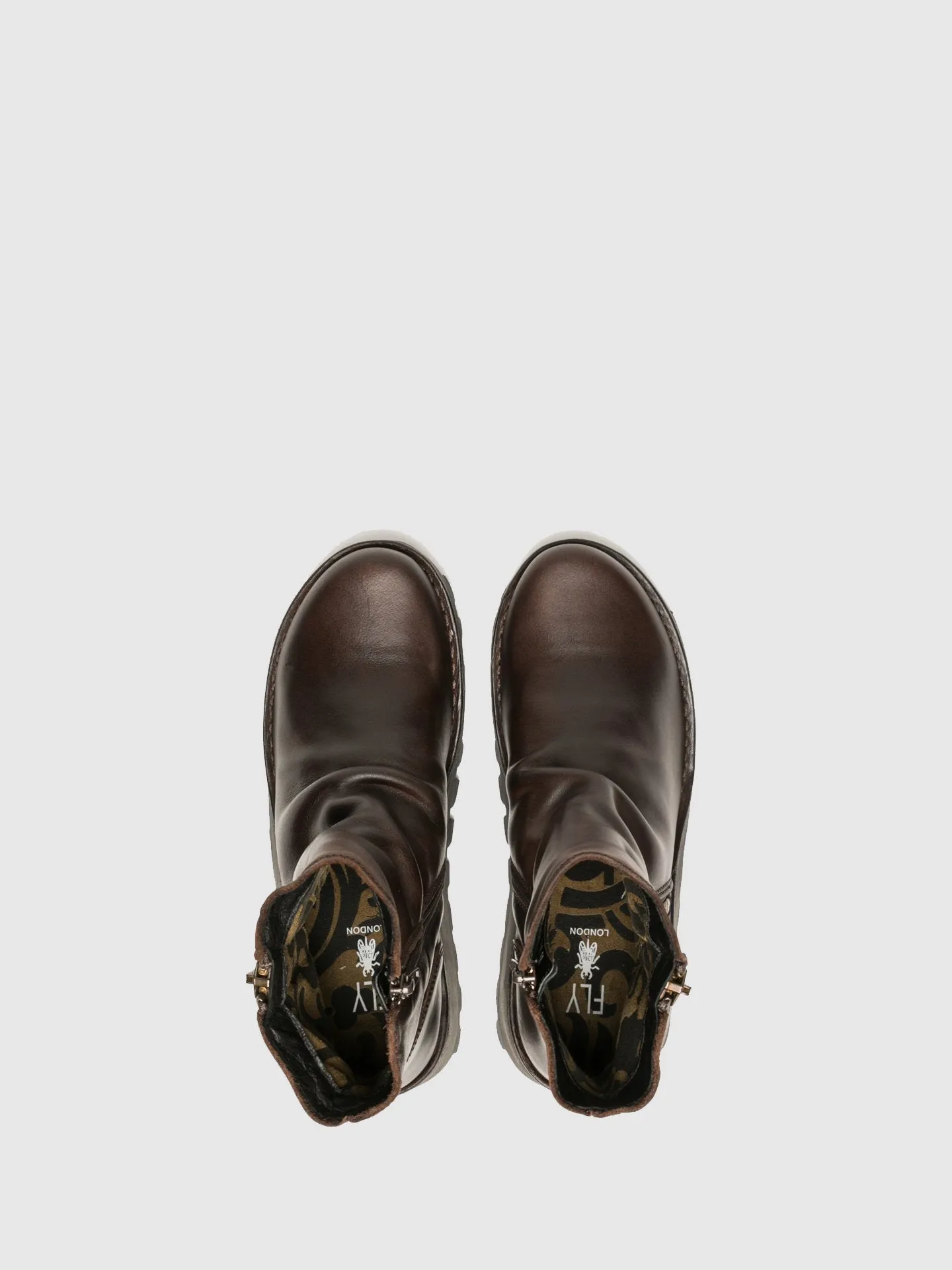 Zip Up Ankle Boots MON944FLY DK. BROWN